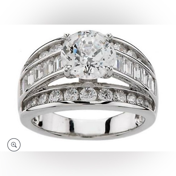 Diamonique 100 - Facet 3.50 cttw Ring, Platinum Clad over Sterling Silver - Picture 13 of 16